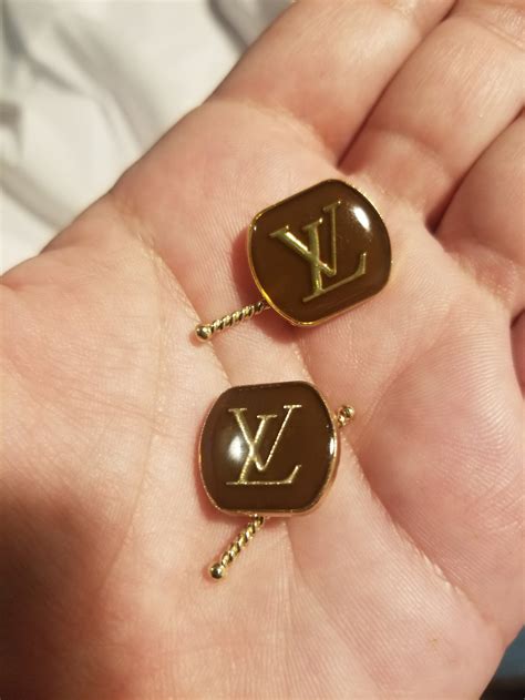 lv cufflinks gold